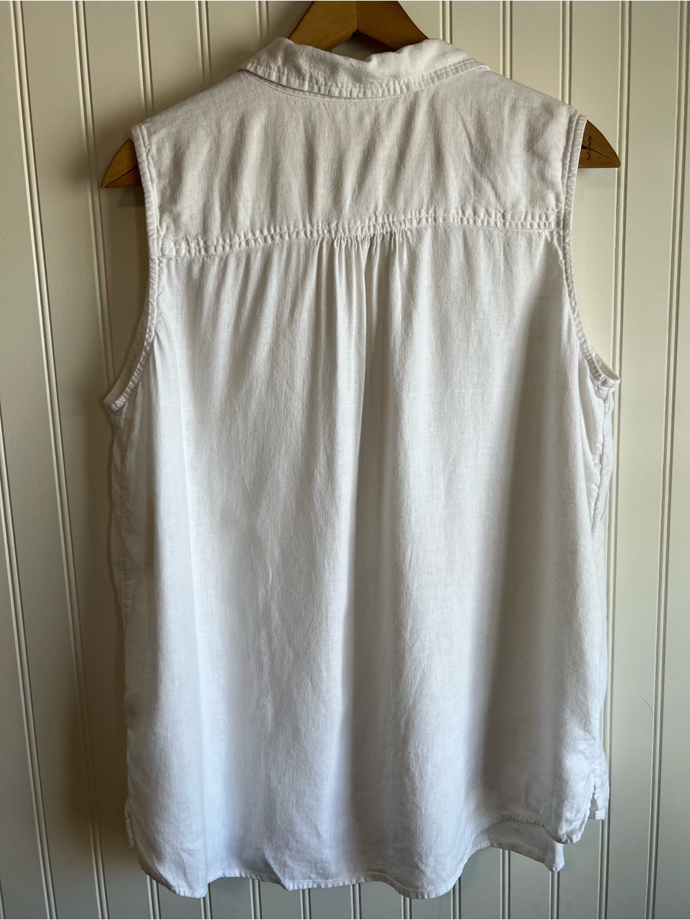 Sleeveless White Button-Front Linen Blend Top kohls Women XL - Picture 2 of 8